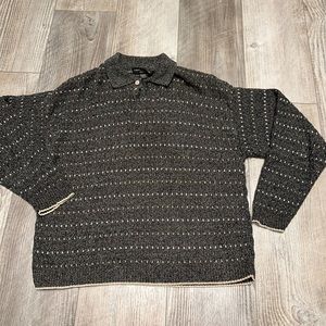 Vintage Liberty Knit Plaid Preppy Sweater Made in USA Mens L Gray  Mens / Large